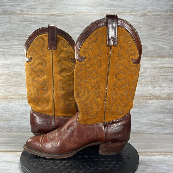 J.Chisholm Women's USA Brown Leather Suede Pointed Toe Western Boots Size 7.5 M - Picture 12 of 14